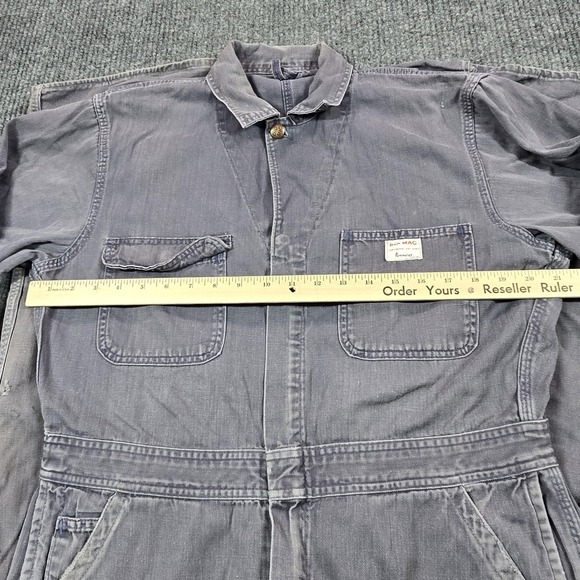 Vintage Penneys Big Mac Coveralls Mens 40L Gray Sanforized Herringbone Twill 50s - Picture 3 of 16